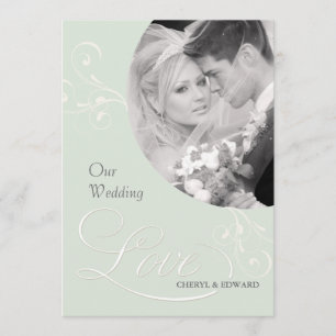Invitations au mariage vert Vintage avec photo