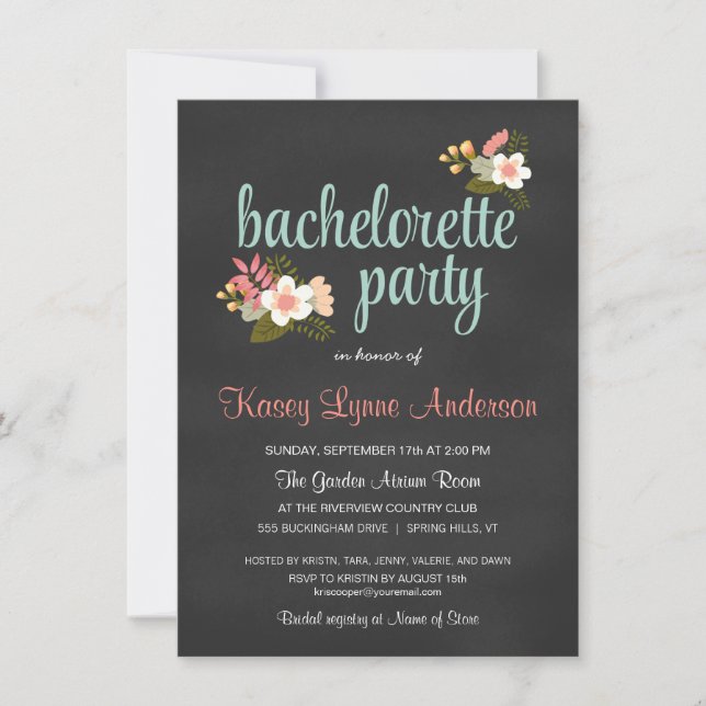 Invitations au tableau de bord floral du Bachelore (Devant)