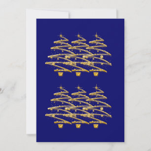 Invitations aux arbres de Noël en or bleu moderne