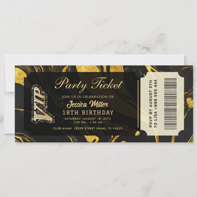 invitations aux billets d'or party (Devant)