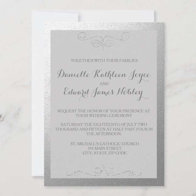 Invitations aux mariages d'argent et de fioul gris (Devant)