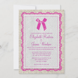 Invitations aux mariages de Burlap à Fuchsia