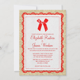 Invitations aux mariages de Burlap dans le pays ro