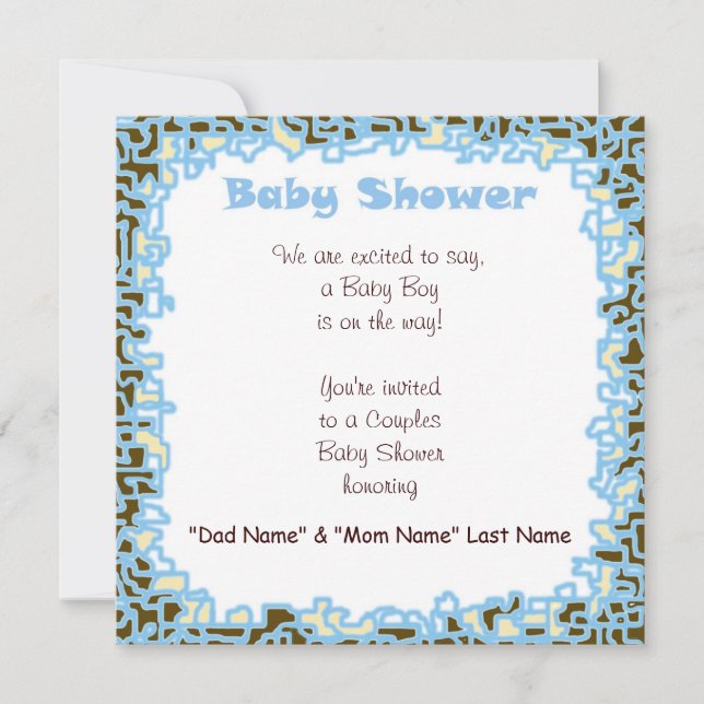 Invitations Baby Boy Baby Shower Blue Brown Cards (Front)
