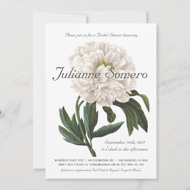 Invitations baby shower | Botanique vintage (Devant)