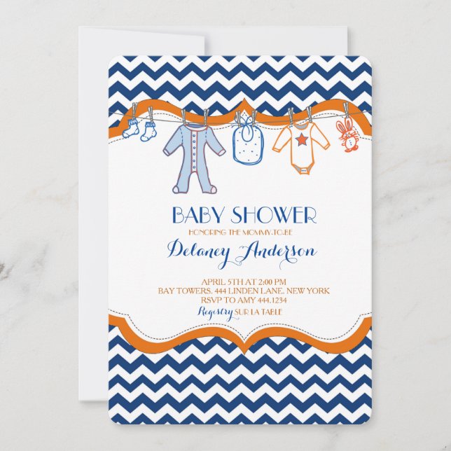 Invitations baby shower Clothesline (Devant)