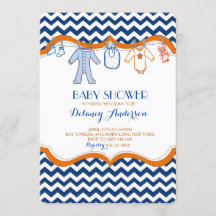 Invitations baby shower Clothesline