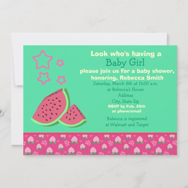 Invitations Baby shower de pastèque (Devant)