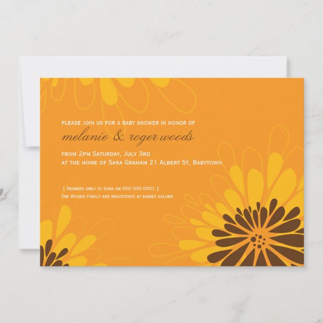 INVITATIONS baby showers :: fleurs modernes 10L (Devant)