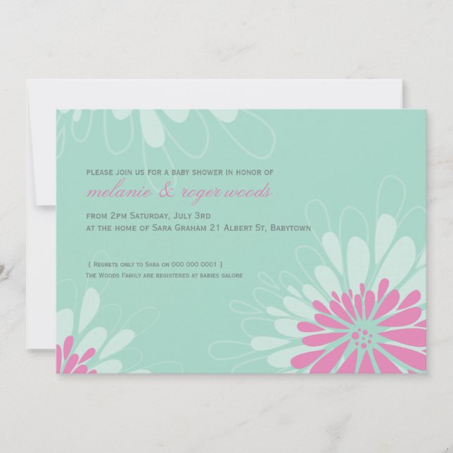 INVITATIONS baby showers :: floraison moderne 1L (Devant)