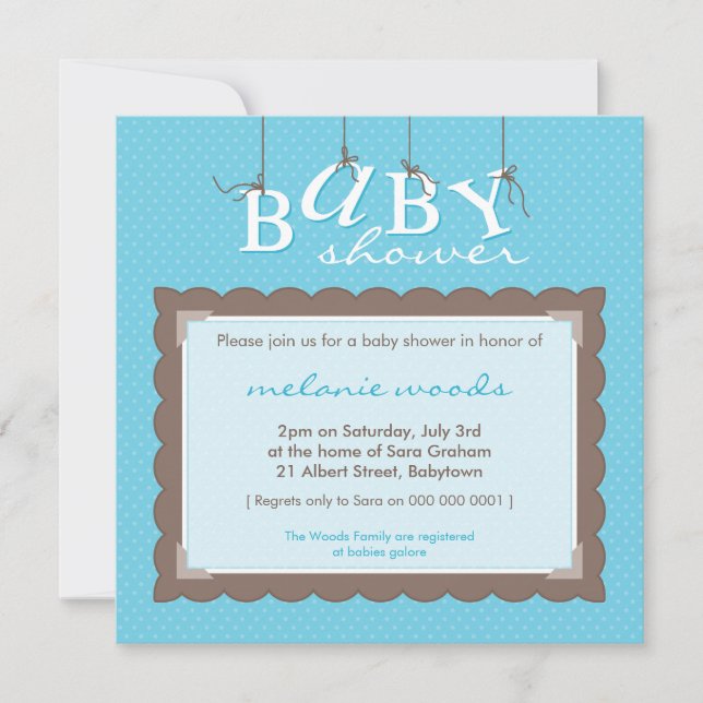 INVITATIONS baby showers :: lettres bébé 8SQ (Devant)