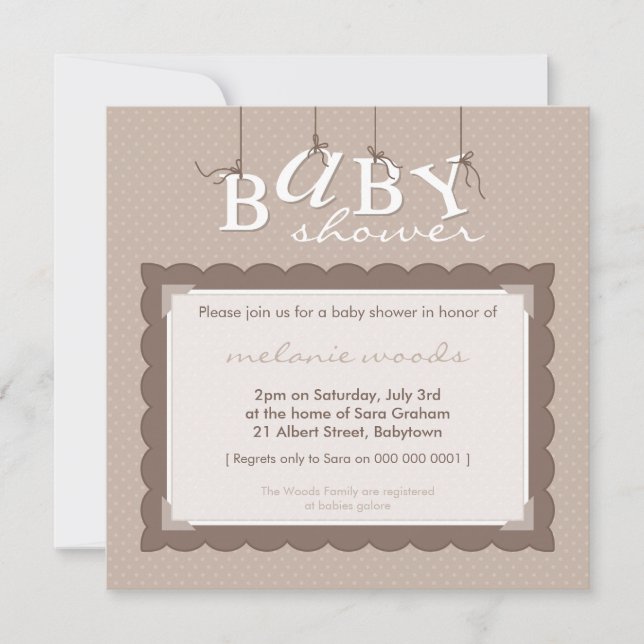 INVITATIONS baby showers :: lettres pour bébés 3SQ (Devant)