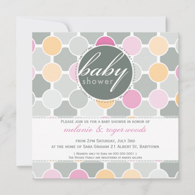 INVITATIONS baby showers :: taches de fizzy 3SQ (Devant)