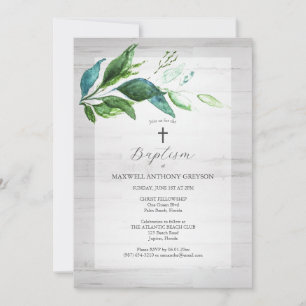 Invitations Baptême Unique Verdure rustique