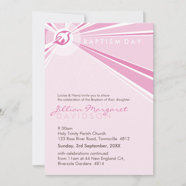 Invitations BAPTISM :: colombe moderne 8P (Devant)