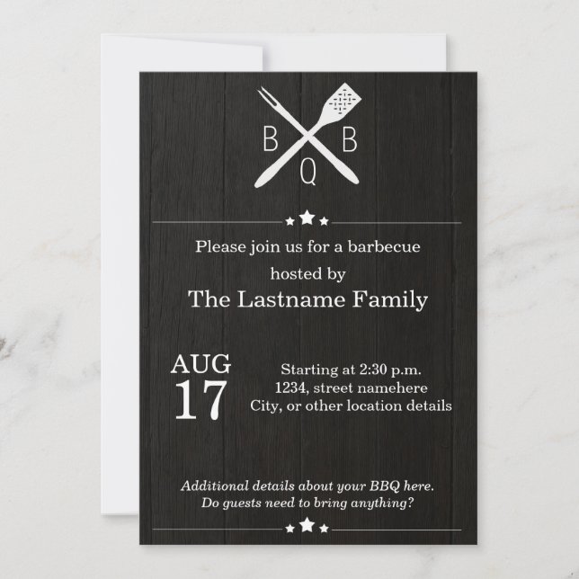Invitations barbecues rustiques et modernes (Devant)