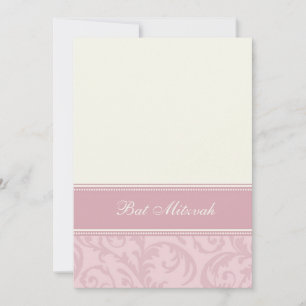 Invitations Bat mitzvah Damask Crème rose