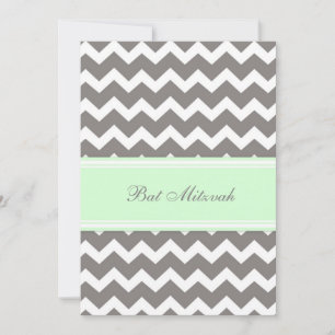 Invitations Bat mitzvah de Mint Grey Chevron