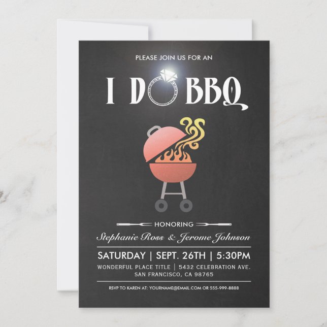 Invitations BBQ - Chalkboard Diamond Ring (Devant)