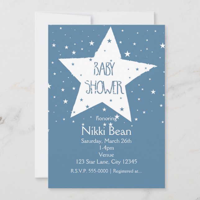 Invitations Big Star BABY SHOWER Ciel céleste (Devant)