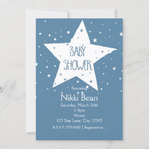 Invitations Big Star BABY SHOWER Ciel céleste