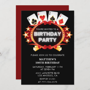 Invitations Black 100e anniversaire Men Casino Pok