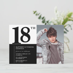 Invitations Black 18e anniversaire Elegant Chic
