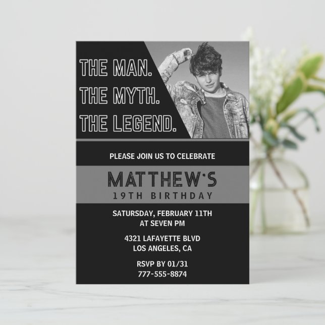 Invitations Black 19e anniversaire L'homme La Lége (Debout devant)