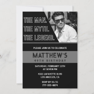 Invitations Black 49e anniversaire L'homme La Lége