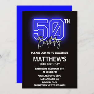 Invitations Black 50e anniversaire Hommes Sport Ne
