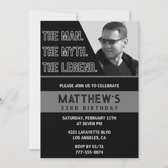 Invitations Black 53e anniversaire L'homme La Lége (Devant)