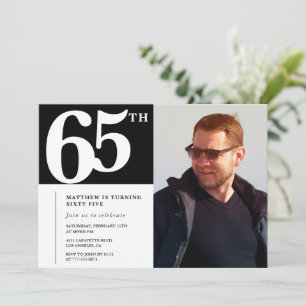 Invitations Black 65e anniversaire Modern Chic Pho