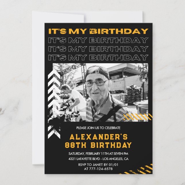 Invitations Black 88e anniversaire Hommes Photo (Devant)