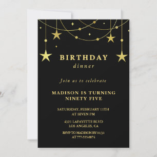 Invitations Black 95e anniversaire Gold Stars