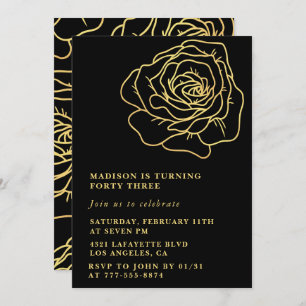 Invitations Black Gold 43e anniversaire Floral