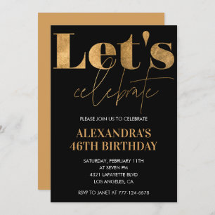 Invitations Black Gold 46e anniversaire Elegant