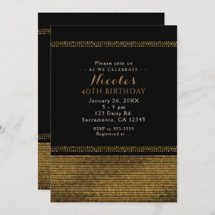 Invitations Black & Gold Chic Sparkling Glam Party