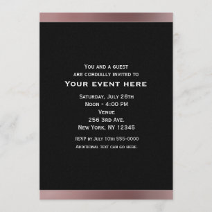 Invitations Black & Rose Gold Mauve Pink Party
