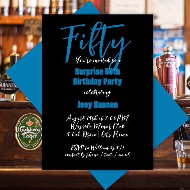 Invitations Black Surprise Party pour les gars (Créateur téléchargé)