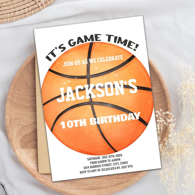 Invitations blanches de la balle de basket-ball (Full Ball Basketball Ball White Invitations)