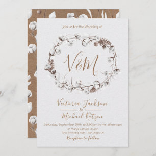 Invitations blanches de mariage de guirlande de