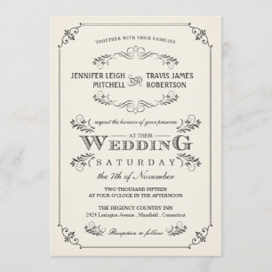 Invitations blanches élégantes de mariage de