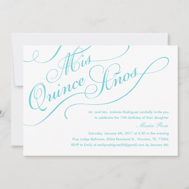 Invitations blanches et élégantes de Quinceanera (Devant)