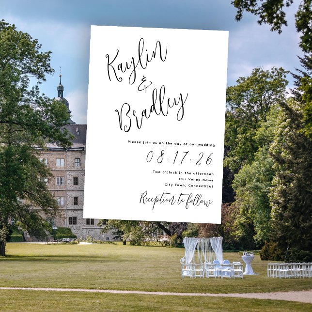 Invitations blanches minimalistes Mariages (Créateur téléchargé)