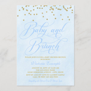 Invitations bleues de brunch de baby shower de