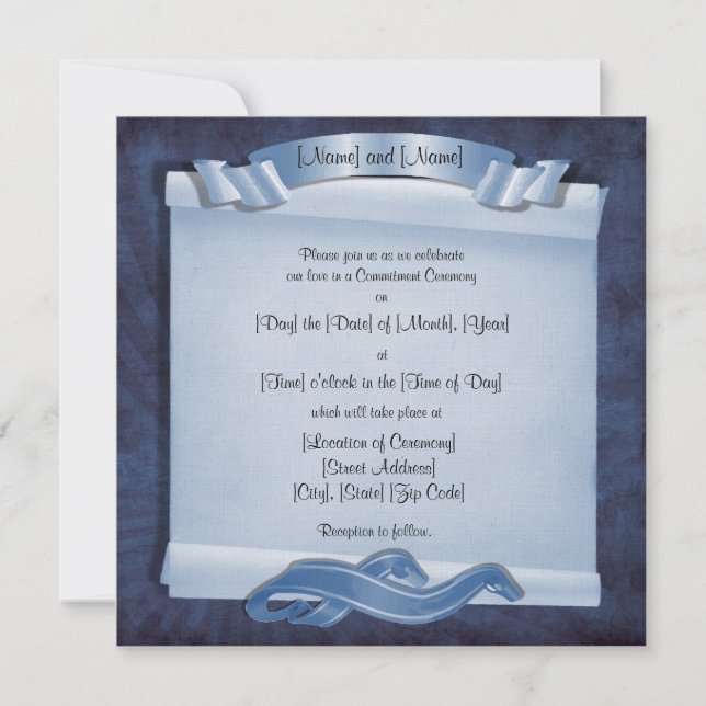 Invitations bleues de carré de coutume de (Devant)