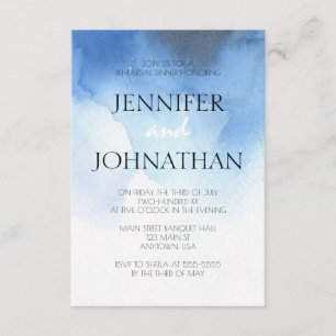 Invitations bleues de dîner de répétition de plage