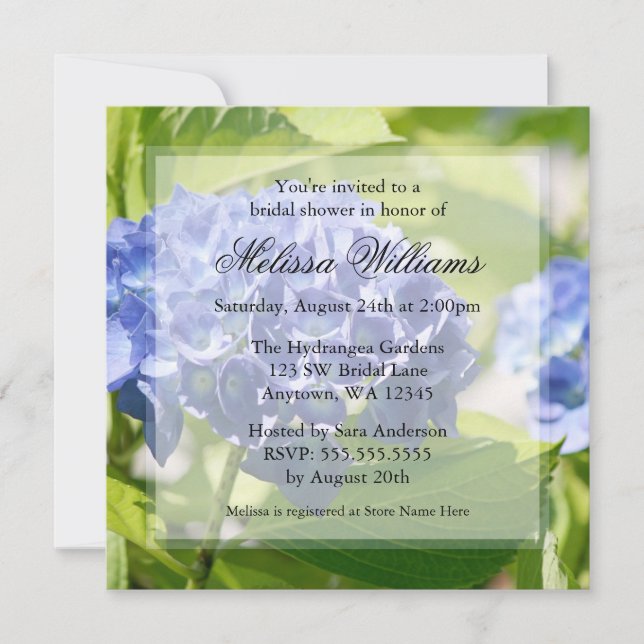 Invitations bleues de Fête de la mariée (Devant)