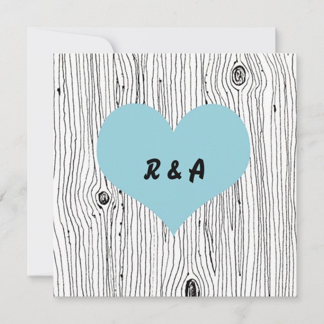 Invitations bleues de mariage d'arbre en bois de (Devant)