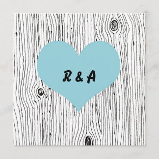 Invitations bleues de mariage d'arbre en bois de